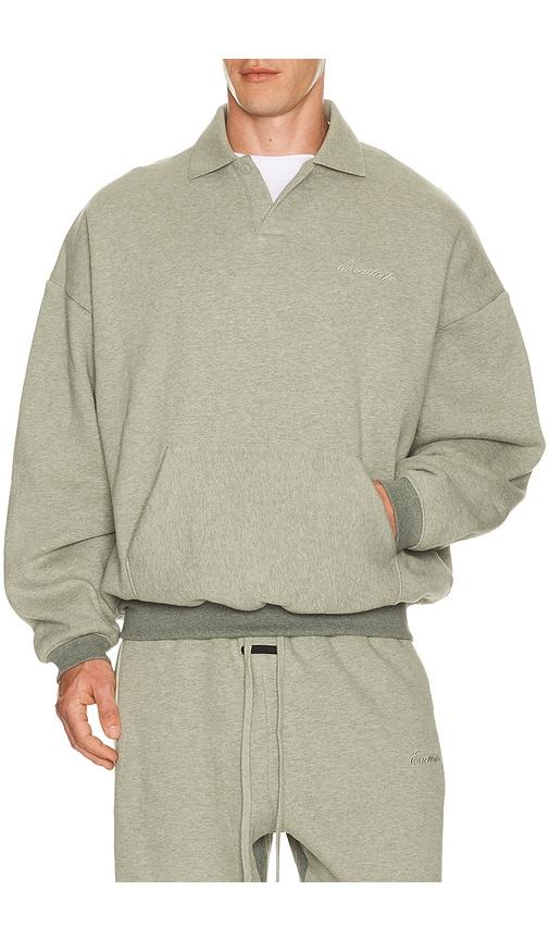 Fear of God ESSENTIALS Signature 90's Polo Sweatshirt in Grey by FEAR OF GOD
