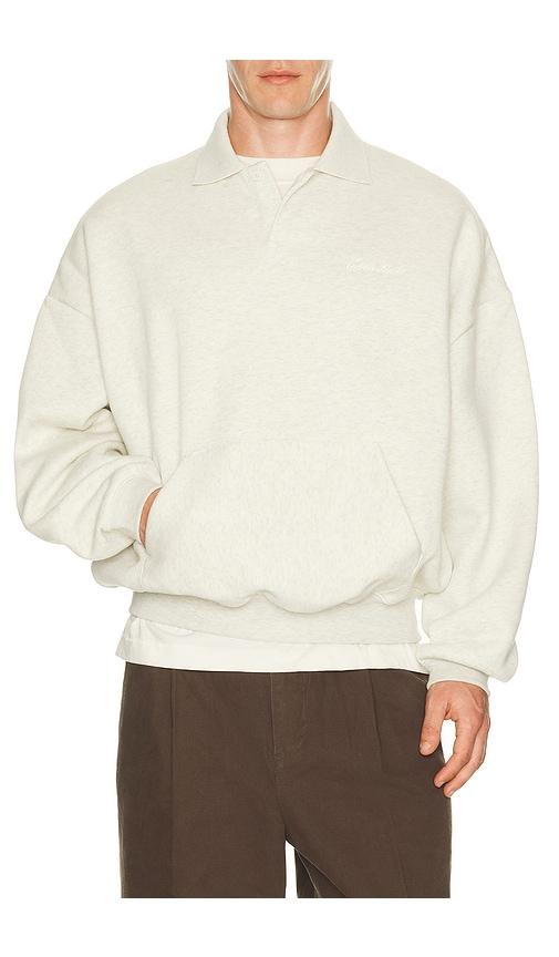 Fear of God ESSENTIALS Signature 90's Polo Sweatshirt in Light Grey by FEAR OF GOD