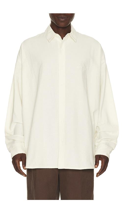 Fear of God ESSENTIALS Signature Button Up Shirt in White by FEAR OF GOD