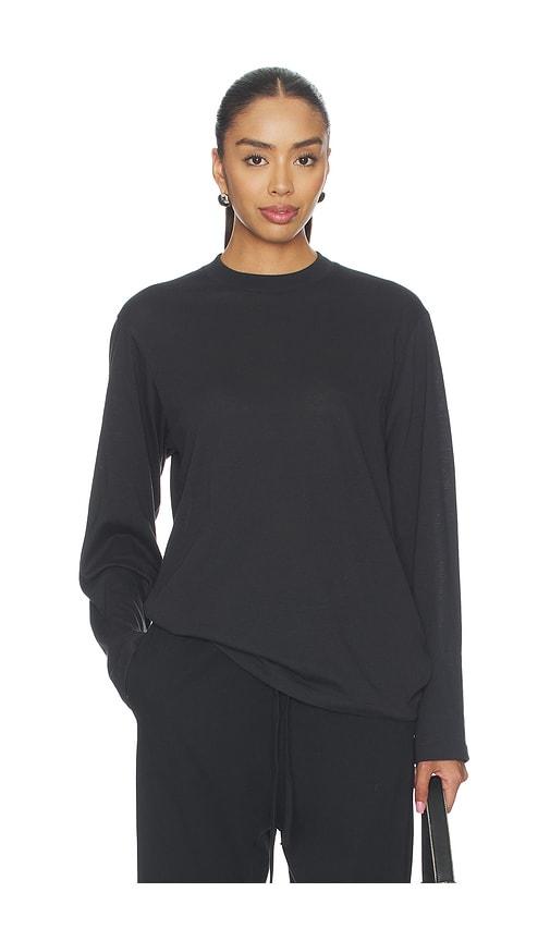 Fear of God ESSENTIALS Signature Classic Long Sleeve Tee in Black by FEAR OF GOD