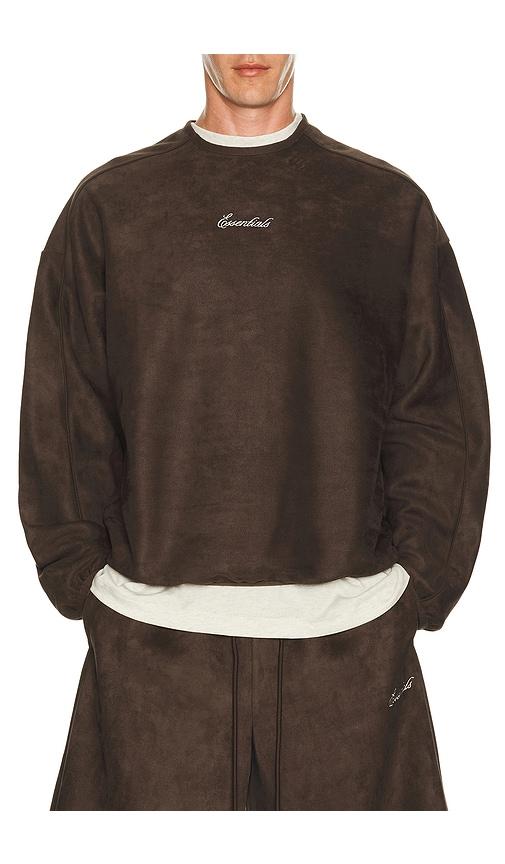 Fear of God ESSENTIALS Signature Modern Crewneck Sweatshirt in Brown by FEAR OF GOD