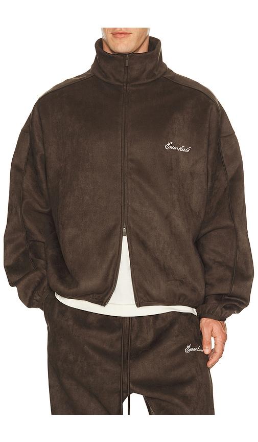 Fear of God ESSENTIALS Signature Modern Track Jacket in Brown by FEAR OF GOD