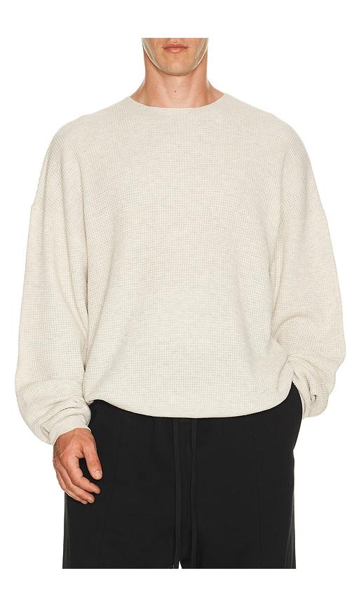 Fear of God ESSENTIALS Signature Waffle 90's Crewneck Sweater in Grey by FEAR OF GOD