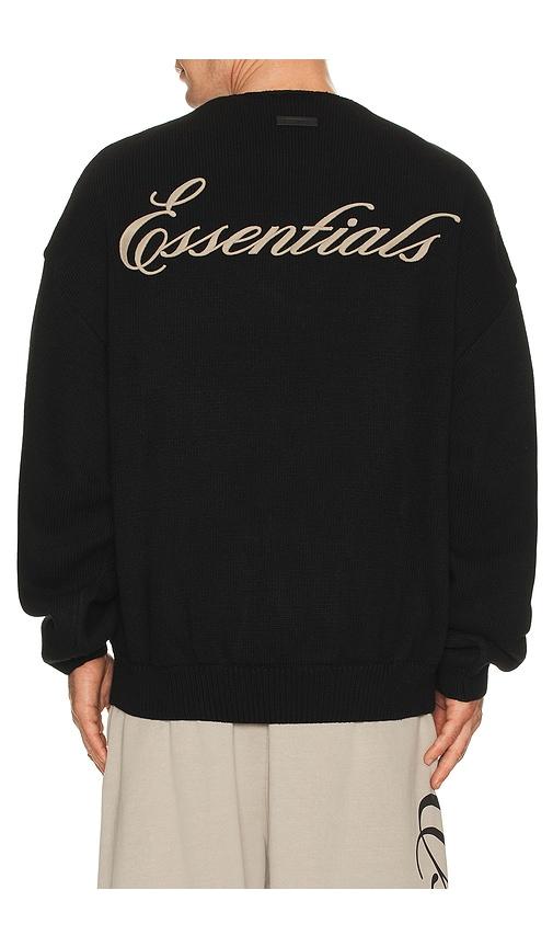 Fear of God ESSENTIALS Waffle Crewneck Sweater in Black by FEAR OF GOD