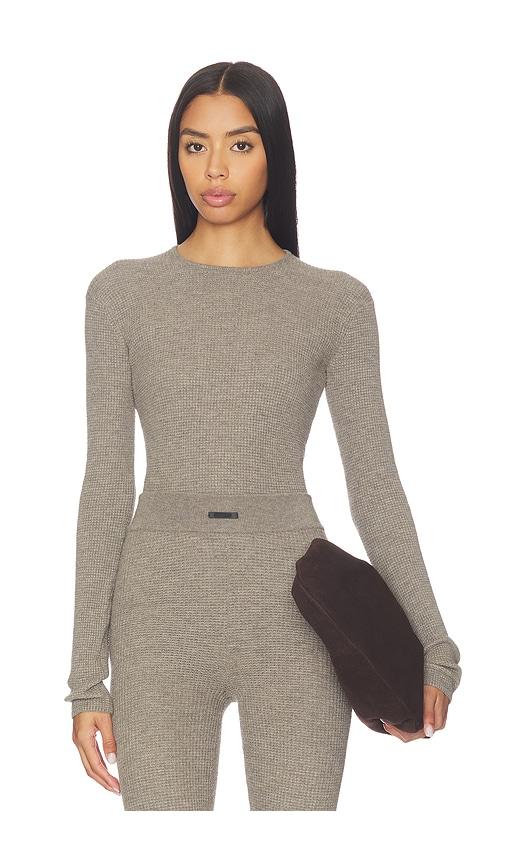Fear of God ESSENTIALS Waffle Long Sleeve Top in Grey by FEAR OF GOD