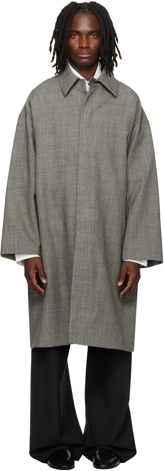 Gray Mouline Wool Relaxed Trench Coat by FEAR OF GOD