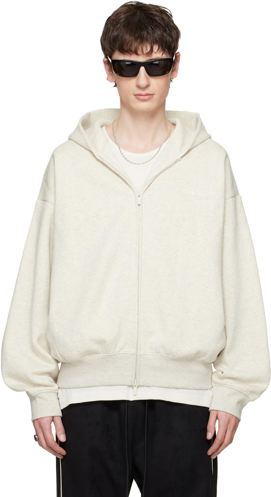 Gray Signature Classic Full Zip Hoodie by FEAR OF GOD