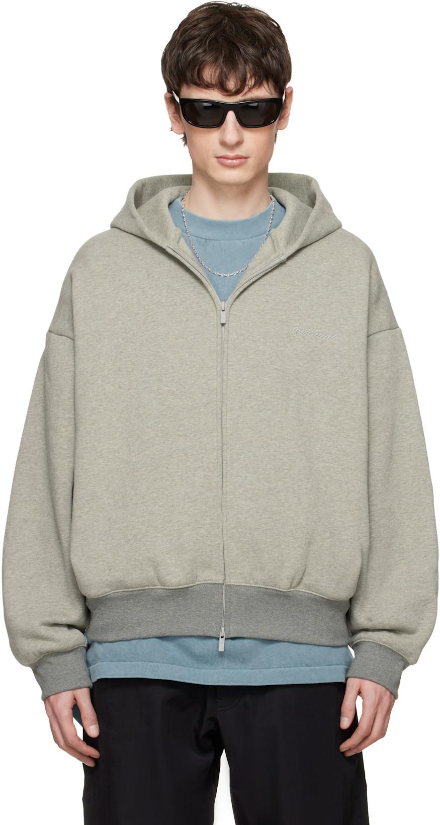Gray Signature Classic Full Zip Hoodie by FEAR OF GOD