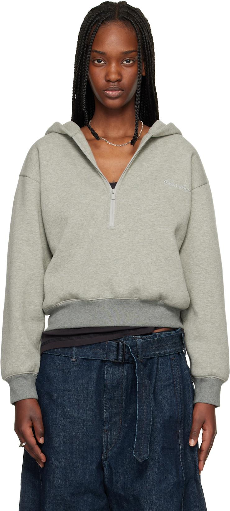 Gray Signature Classic Half Zip Hoodie by FEAR OF GOD