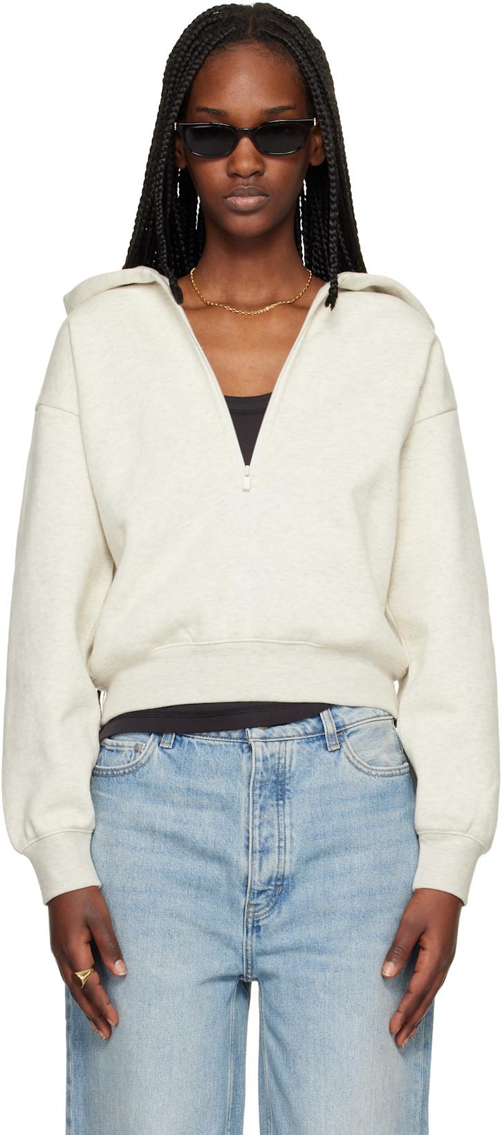 Gray Signature Classic Half Zip Hoodie by FEAR OF GOD