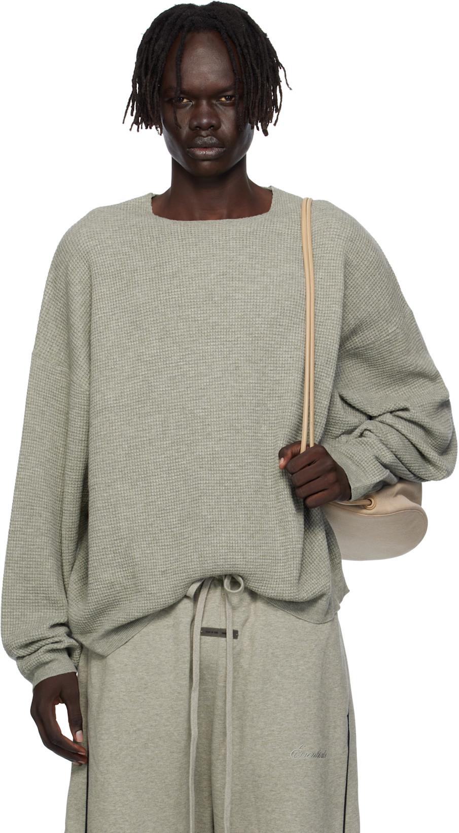 Gray Waffle Long Sleeve Crewneck Sweatshirt by FEAR OF GOD