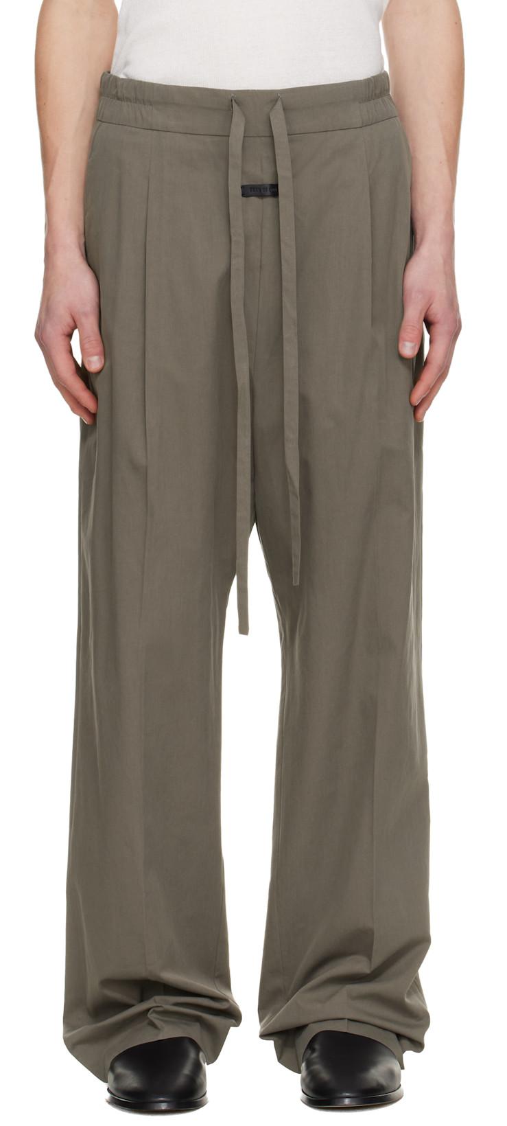 Khaki Drawstring Straight Trousers by FEAR OF GOD
