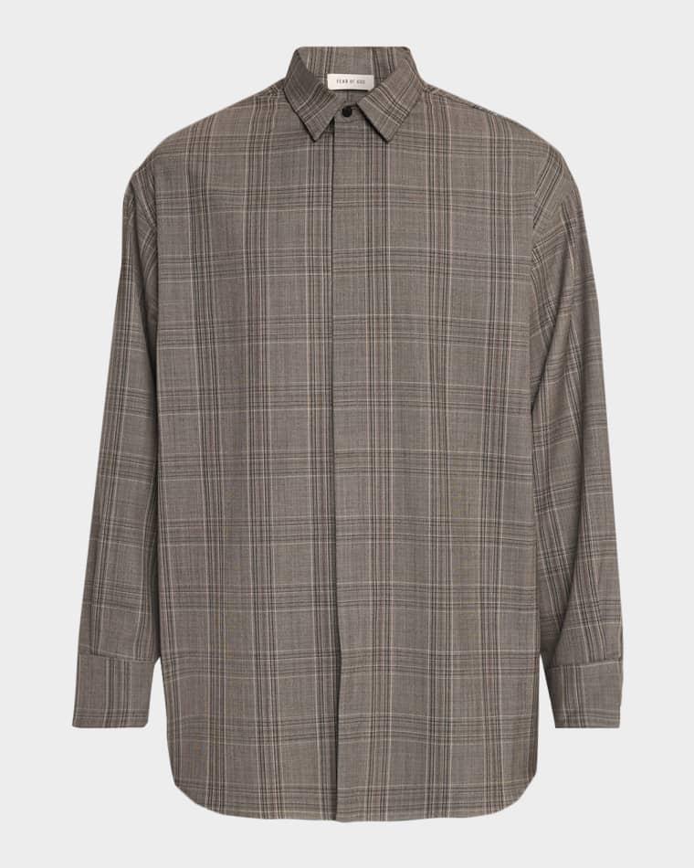 Men's Relaxed Check Wool Collared Shirt by FEAR OF GOD