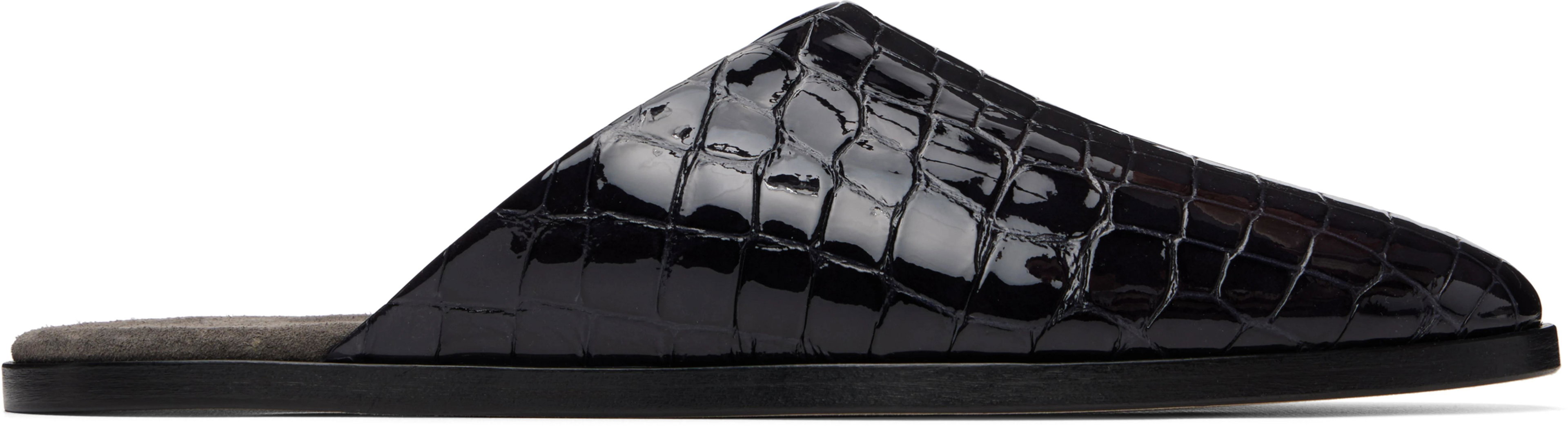 Navy Croc-Embossed Slip-on Loafers by FEAR OF GOD
