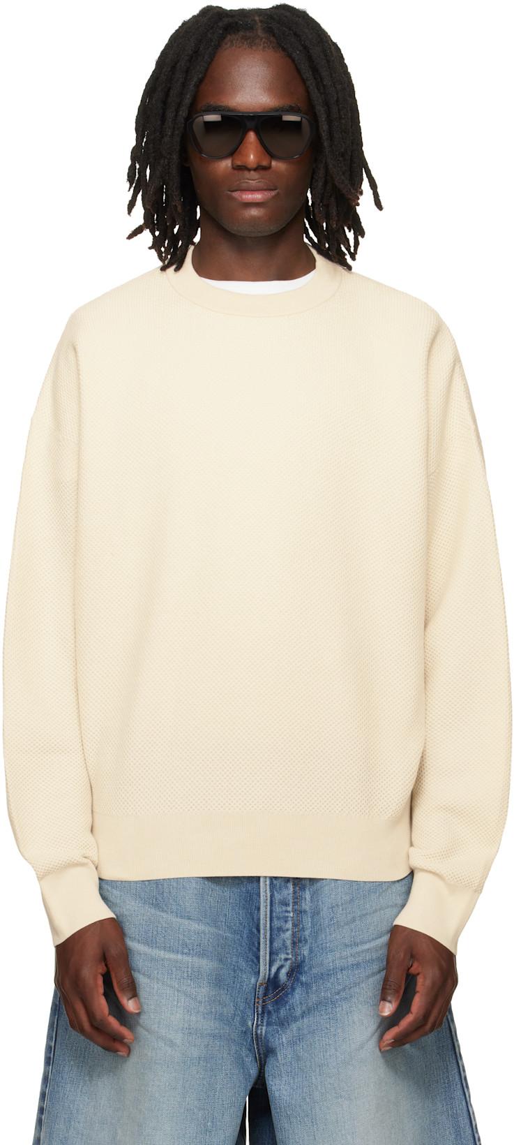 Off-White Wool Cotton Sport Mesh Knit Sweater by FEAR OF GOD