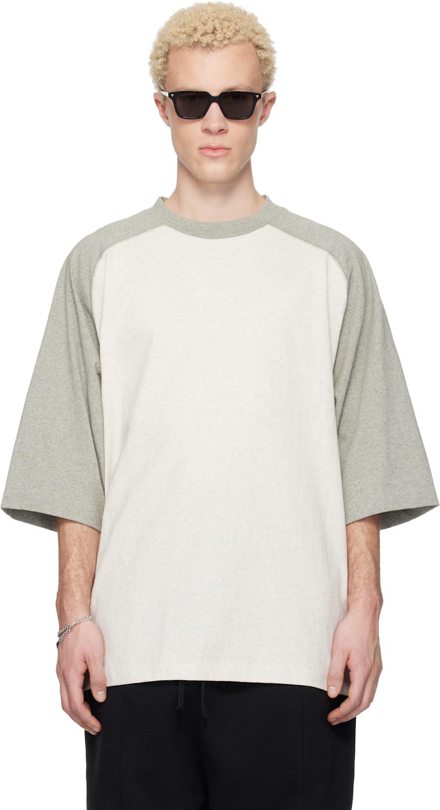 Off-White & Gray Signature Baseball T-shirt by FEAR OF GOD