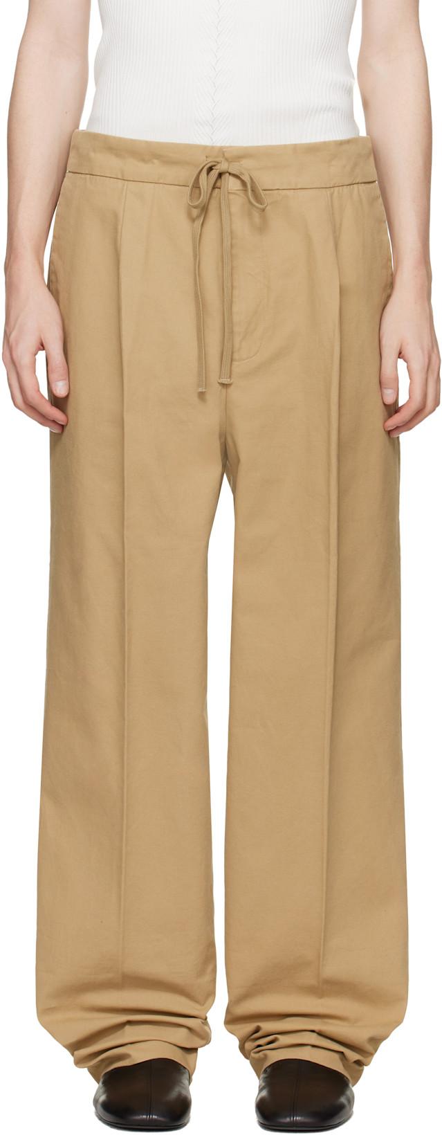 Tan Pleat Front Trousers by FEAR OF GOD