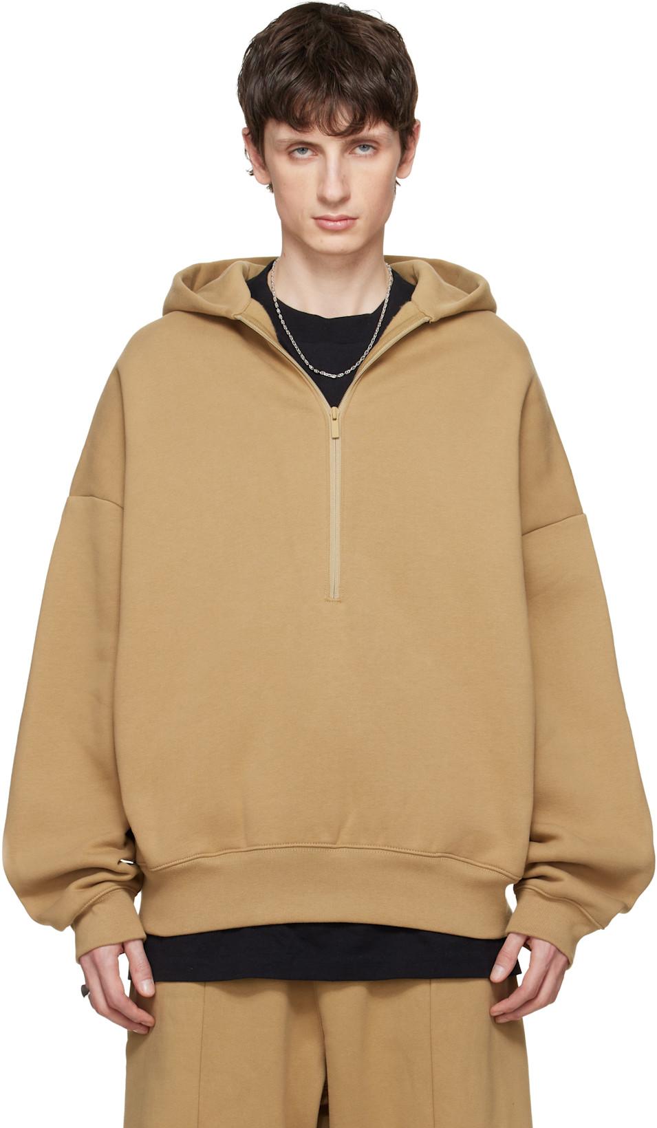 Tan 'Property' Lounge Half Zip Hoodie by FEAR OF GOD