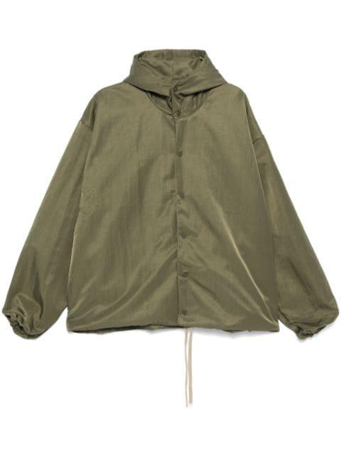 Textured Nylon Hooded Coaches Jacket "Military" by FEAR OF GOD
