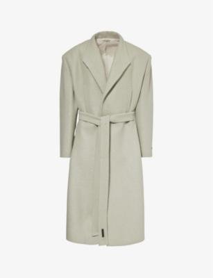 Tie-fastened relaxed-fit wool overcoat by FEAR OF GOD