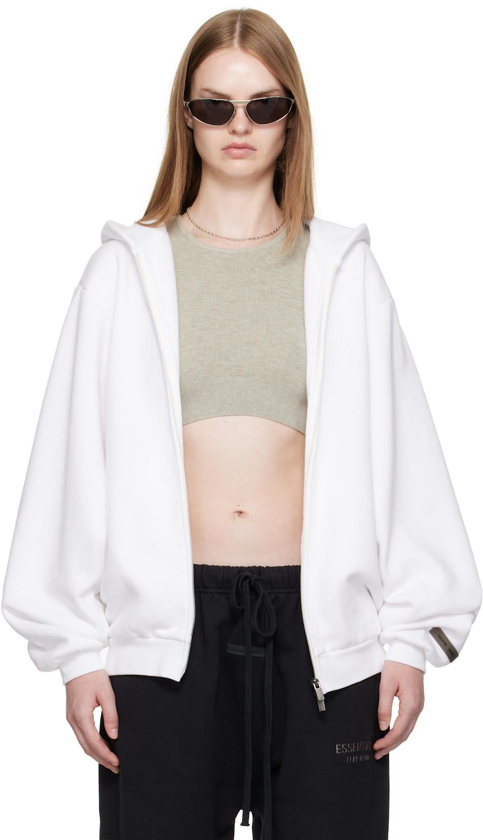 White 90s Fleece Zip-Up Hoodie by FEAR OF GOD