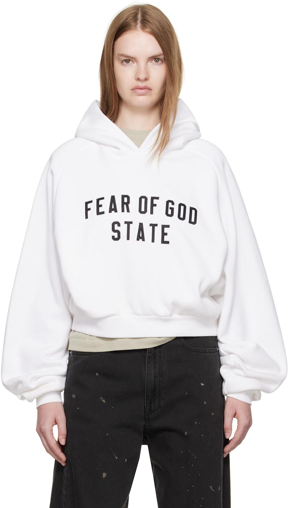 White Fleece Raglan Hoodie by FEAR OF GOD