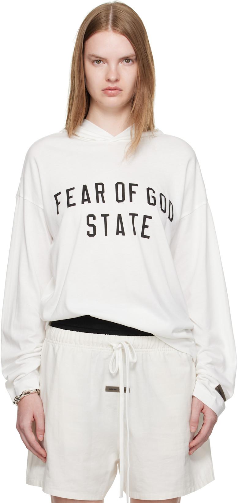 White Long Sleeve Hoodie by FEAR OF GOD