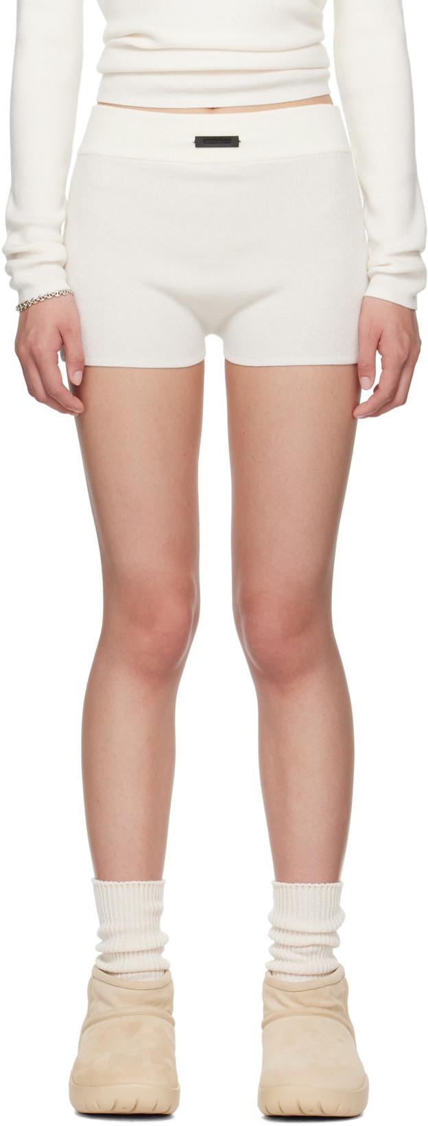 White Soft Rib Knit Boxer Boy Shorts by FEAR OF GOD
