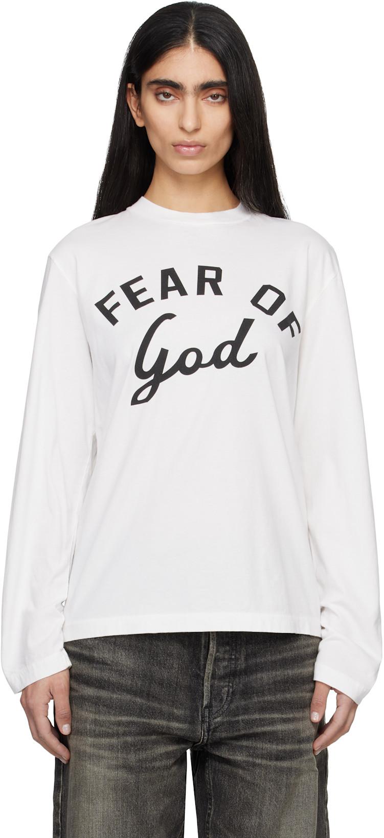 White Varsity Long Sleeve T-shirt by FEAR OF GOD
