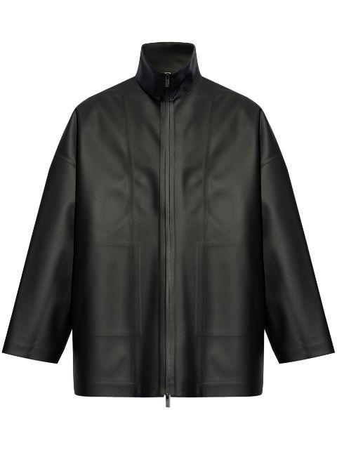 high-neck faux-leather jacket by FEAR OF GOD