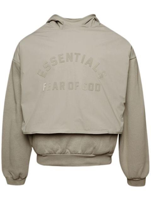 layered logo-print fleece hoodie by FEAR OF GOD