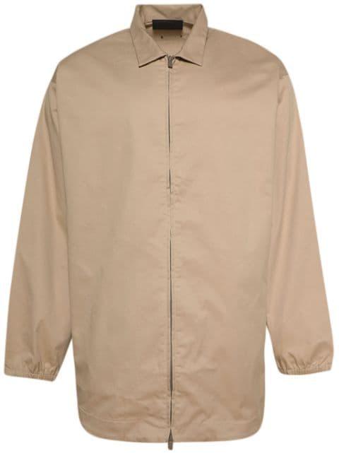 logo-patch zip-up shirt jacket by FEAR OF GOD