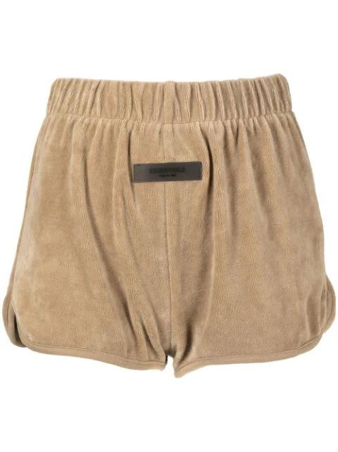 velvet-effect logo-tag shorts by FEAR OF GOD