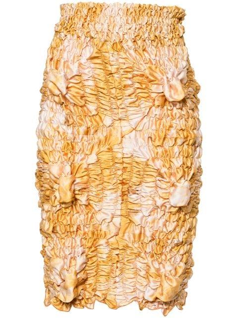 Twist shirred pencil miniskirt by FEBEN