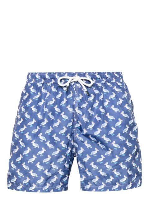 Madeira pelikan-pattern swim shorts by FEDELI