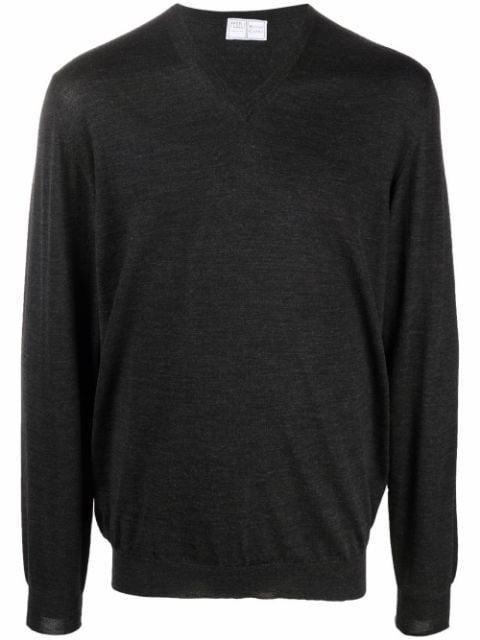 V-neck virgin wool jumper by FEDELI