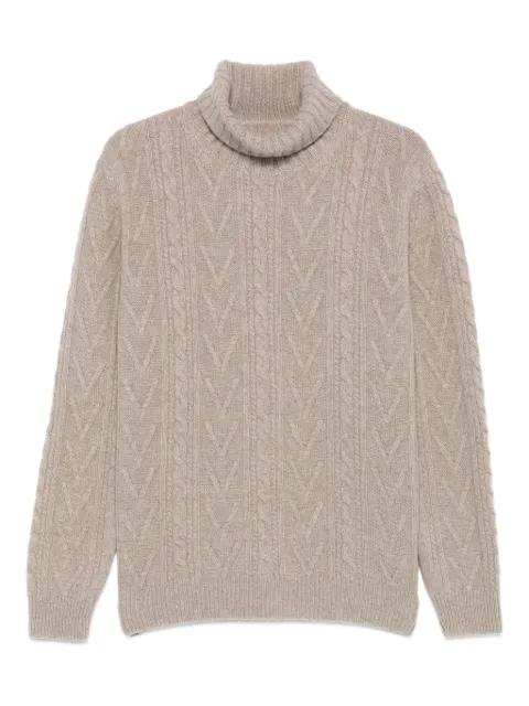 cable-knit turtleneck sweater by FEDELI