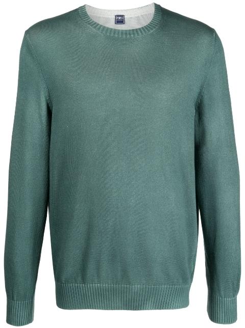 crew-neck cotton jumper by FEDELI