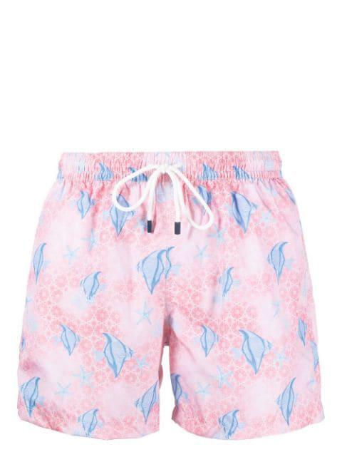 fish-print swim shorts by FEDELI