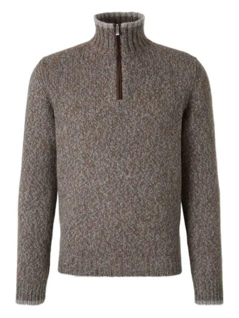 half-zip ribbed organic-cotton sweater by FEDELI