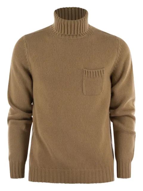 ribbed pocket turtleneck sweater by FEDELI