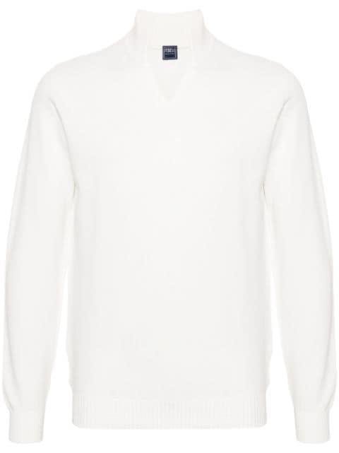 stand-up collar cotton jumper by FEDELI