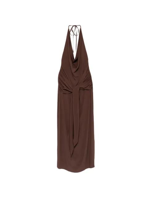 halterneck gathered maxi dress by FEDERICA TOSI