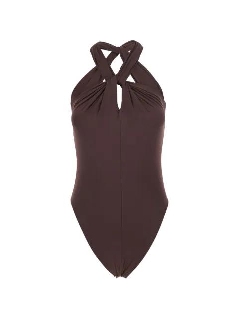 halterneck twist-detail swimsuit by FEDERICA TOSI