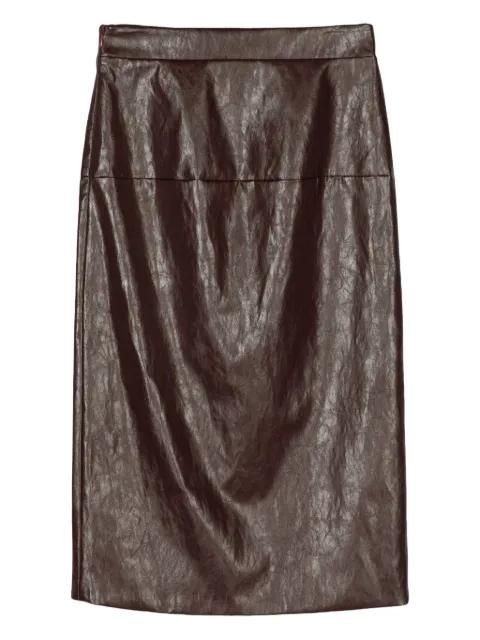 leather split midi skirt by FEDERICA TOSI