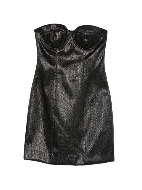 metallic-finish sweetheart-neck mini dress by FEDERICA TOSI