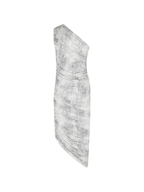snake-print draped asymmetric dress by FEDERICA TOSI