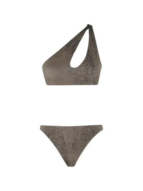 snake-print one-shoulder bikini by FEDERICA TOSI