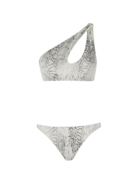snake-print one-shoulder bikini by FEDERICA TOSI