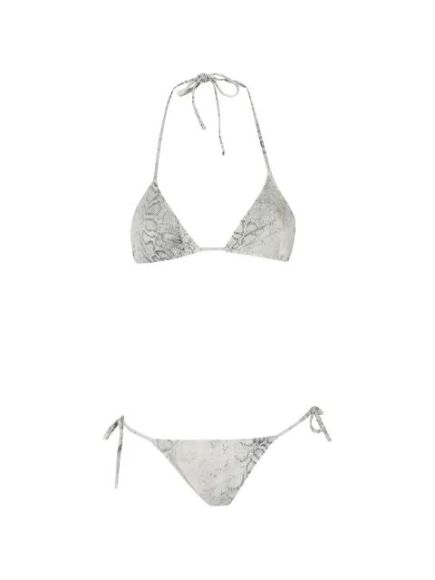snake-print triangle bikini by FEDERICA TOSI